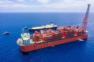 la plate-forme flottante d’Eni, au large de la côte de Cabo Delgado. ENI