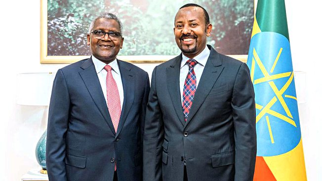 Le Premier ministre Abiy Ahmed a accueilli le businessman nigérian à Addis-Abeba, le 7 juin 2025. DR