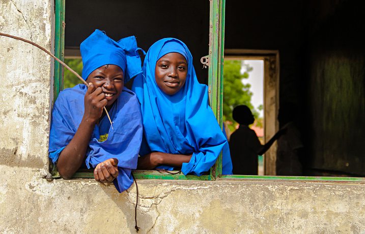 Des jeunes filles de l’école primaire de Galtimari, à Maiduguri, dans l’État de Borno, où le calme est revenu. FATI ABUBAKAR