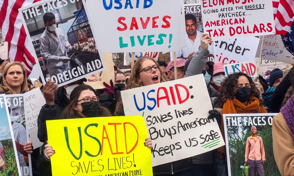 À Washington, le 5 février 2025, rassemblement près du Capitole contre les mesures du nouveau gouvernement. ALAMY