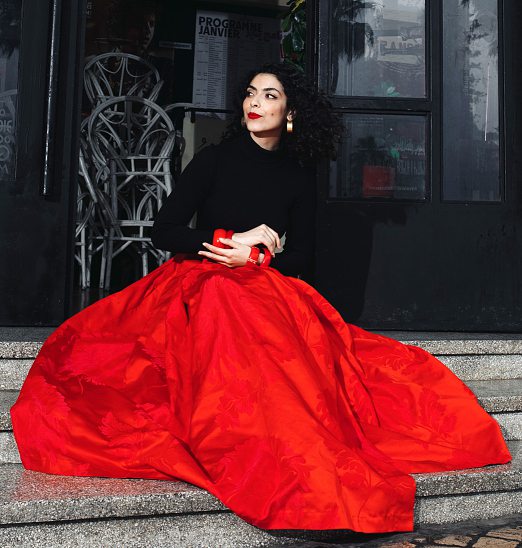 La jupe Lina en soie rouge.DR