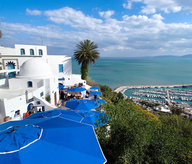 Sidi Bou Saïd, «le plus beau village du monde», à 20 km du centre-ville. ROBERTHARDING/ALAMY STOCK PHOTO
