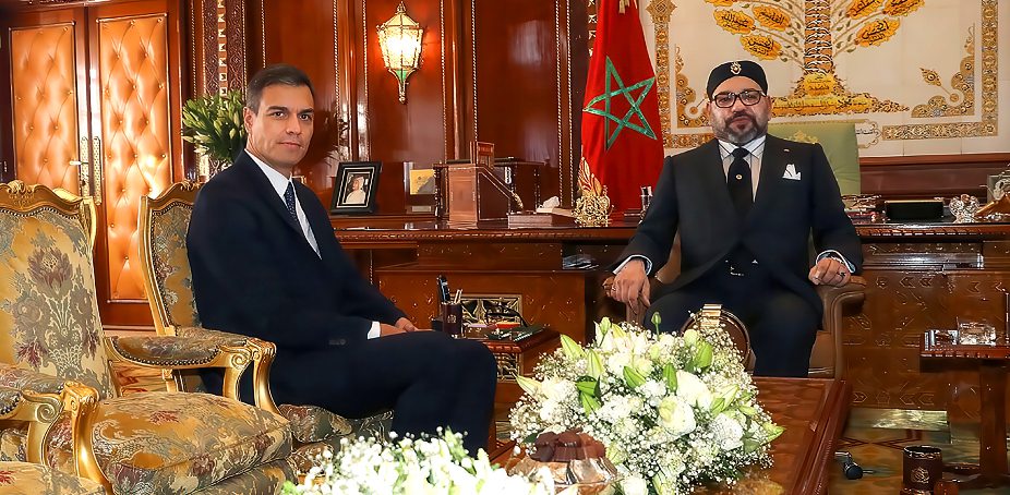 Le Premier ministre espagnol Pedro Sánchez aux côtés du roi Mohammed VI.DR