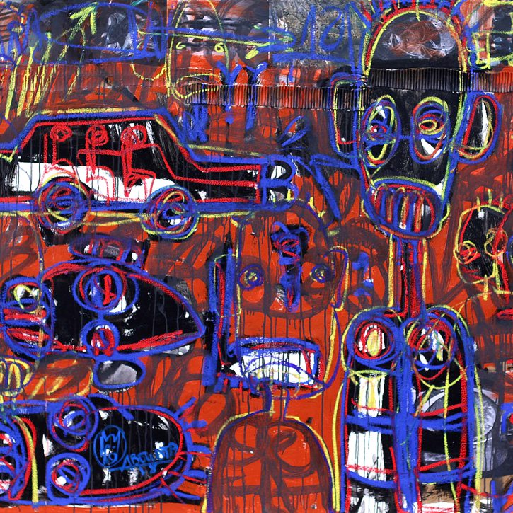 Red Traffic, 2019. Technique mixte sur toile, 150 x 200 cm, galerie Cécile Fakhoury. ABOUDIA/GALERIE CÉCILE FAKHOURY