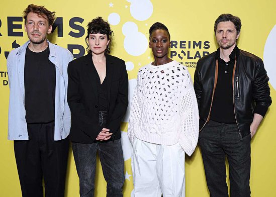 Yuksek (compositeur de la musique de Mata), Rachel Lang, Eye Haïdara et Raphaël Personnaz lors de la 6 e édition du Festival international du film policier Reims Polar, à Reims, le 4 avril 2026. DENIS GUIGNEBOURG/BESTIMAGE