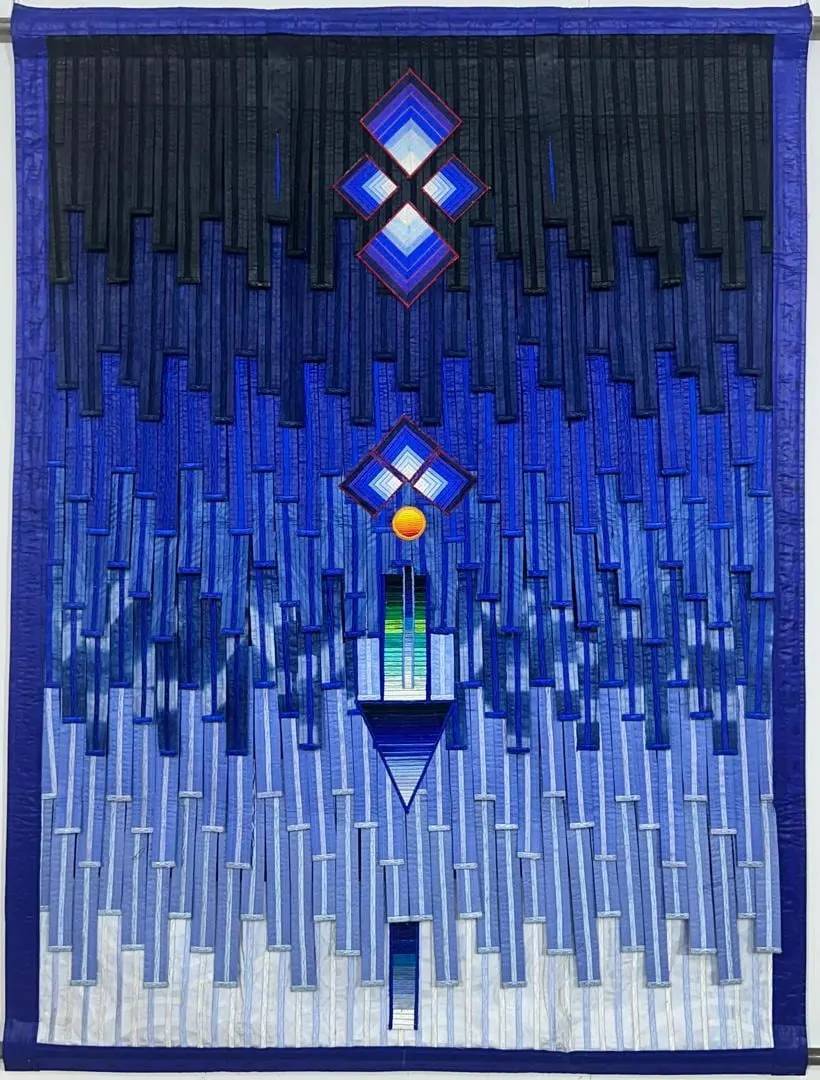 Bleu et motifs Touareg",  2024, Textile, 159 x 119 cm, Galerie Farah Fakri. Abdoulaye Konaté/Galerie Farah Fakri.