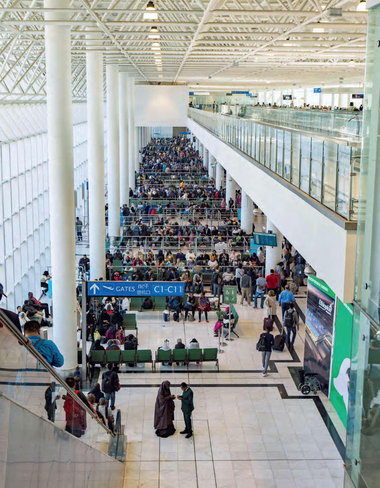 Bole Airport in Addis Ababa has a capacity of 22 million passengers per year since the construction of Terminal 2.ALAMY