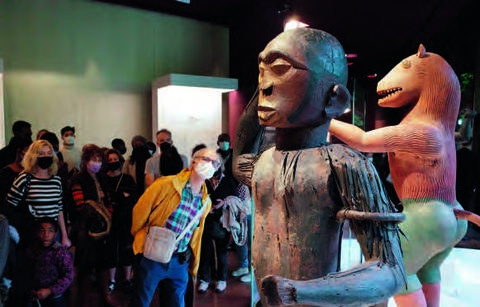 Royal treasures on display at the Quai Branly Museum in Paris in 2021 for the last time before being returned to Benin. MEHDI CHEBIL/HANS LUCAS