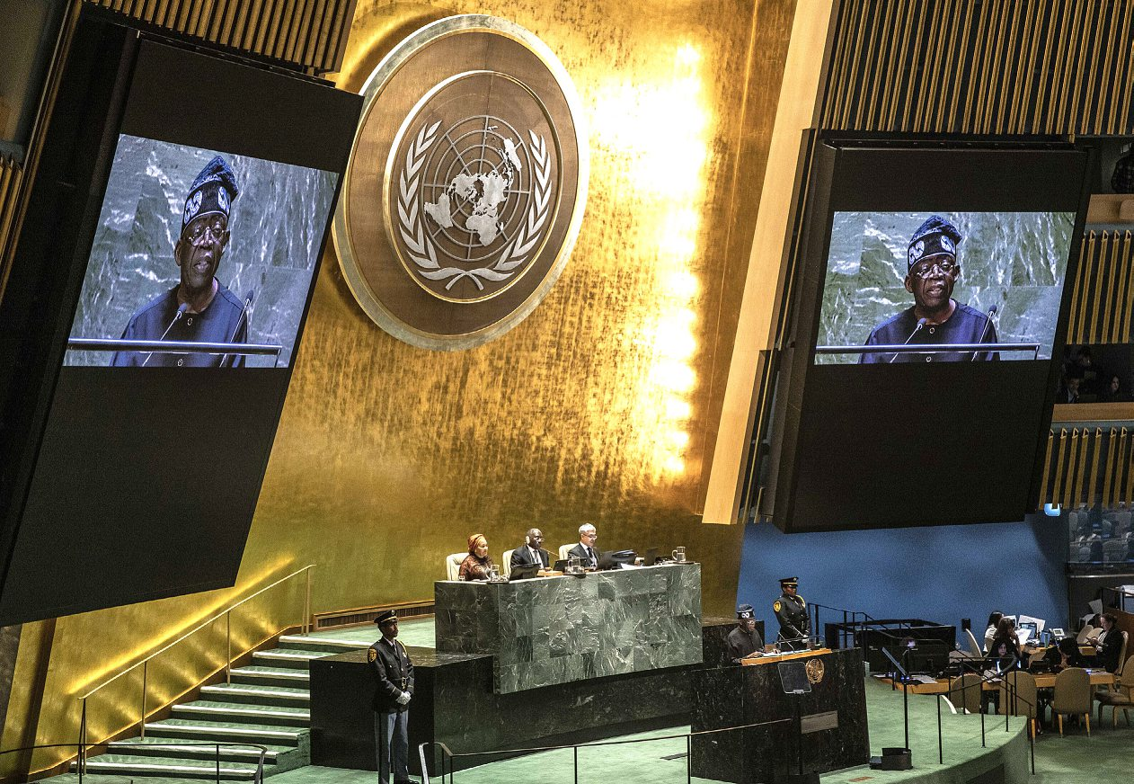 Le président nigérian Bola Tinubu lors de la 78e Assemblée générale des Nations unies, le 19 septembre 2023, au siège de l’ONU à New York.DAVE SANDERS/THE NEW YORK TIMES/REDUX/REA