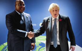 Félix Tshisekedi et Boris Johnson à Glasgow, le 2 novembre 2021. ALBERTO PEZZALI/POOL VIA REUTERS