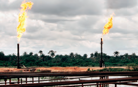 Une exploitation de pétrole en Ogoniland, dans le delta du Niger, au Nigeria. ALAMY