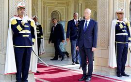 Lors de la cérémonie d’investiture du nouveau président tunisien Kaïs Saïed, le 23 octobre 2019.CHOKRI/ZUMA/REA