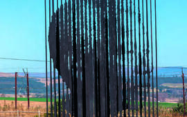 A monument to Nelson Mandela made of steel bars near Durban. SHUTTERSTOCK