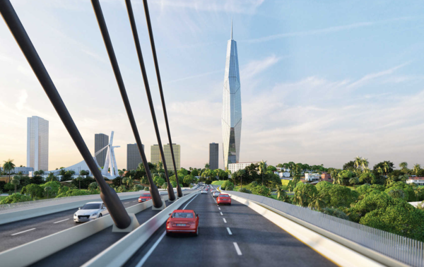 La maquette du projet, avec vue du futur pont de Cocody.DR