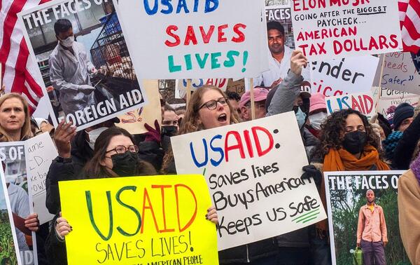À Washington, le 5 février 2025, rassemblement près du Capitole contre les mesures du nouveau gouvernement. ALAMY