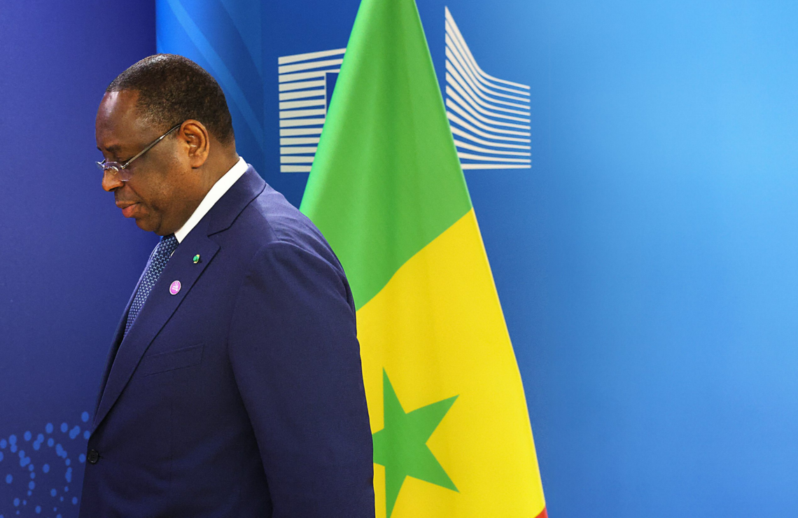 Le présiden t Mack y Sall, le 25 octobr e 2023 , à Bruxelles . Le présiden t Mack y Sall, le 25 octobr e 2023 , à Bruxelles .SIMON WOHLFAHRT/AFP