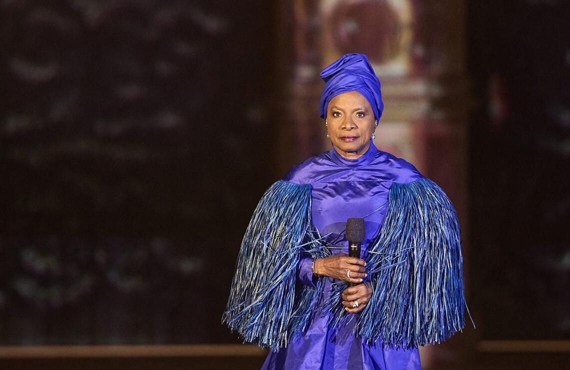 Angélique Kidjo Lors de l’enregistrement du concert prévu pour la cérémonie de réouverture de la cathédrale Notre-Dame de Paris, diffusé le samedi 7 décembre 2024. CYRIL MOREAU/BESTIMAGE