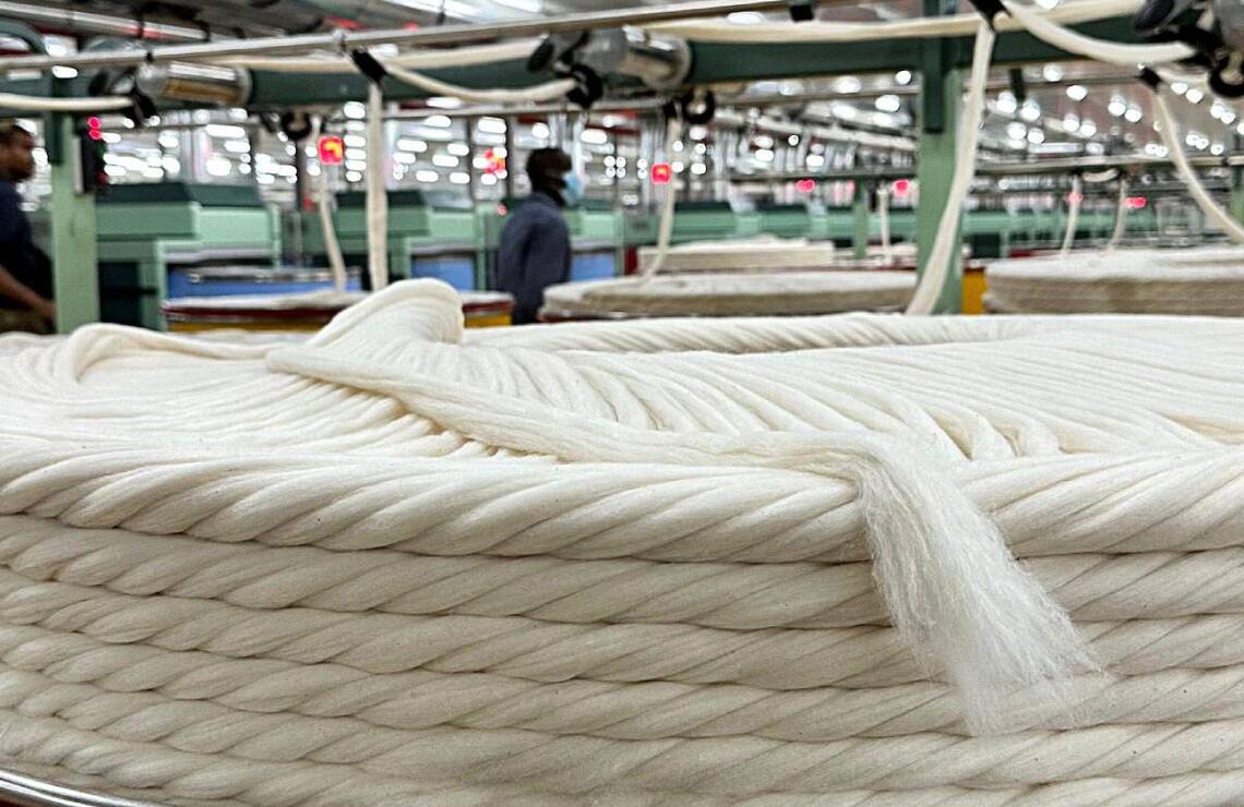 Transformation du coton dans une usine textile de la GDIZ, au Bénin. CHRISTINA PETERS/ALAMY