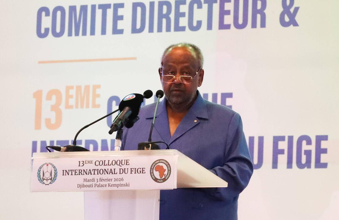 Le président Ismaïl Omar Guelleh lors de l’ouverture du 13e colloque international du FIGE à Djibouti. DR