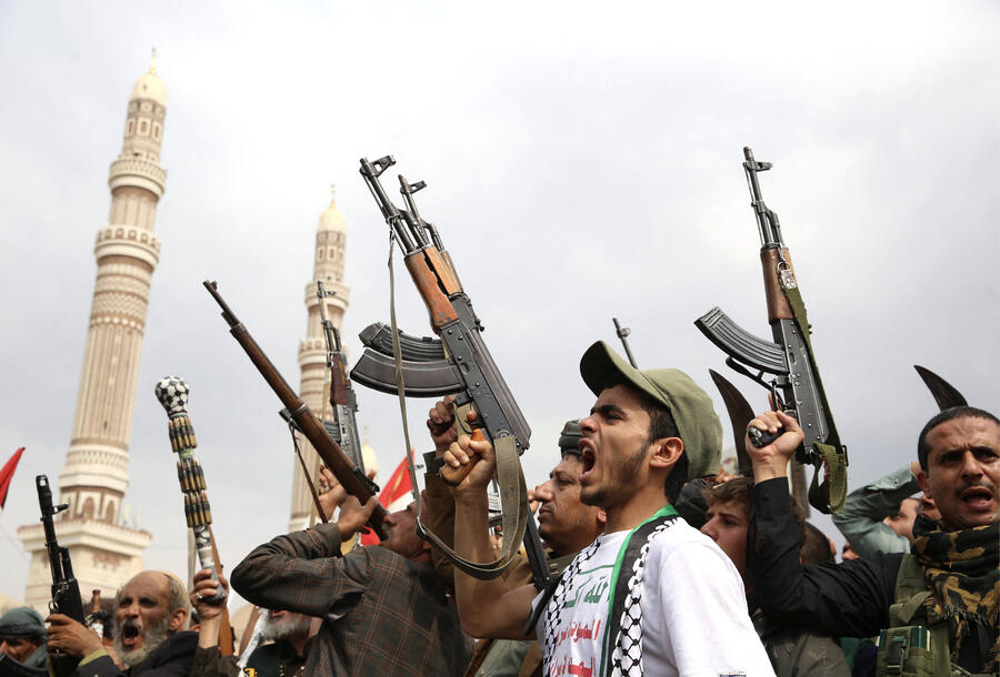 Manifestation des Houthis en soutien à la Palestine, le 22 août 2025, à Sanaa, au Yémen., IMAGO/ABC/ANDIA.FR