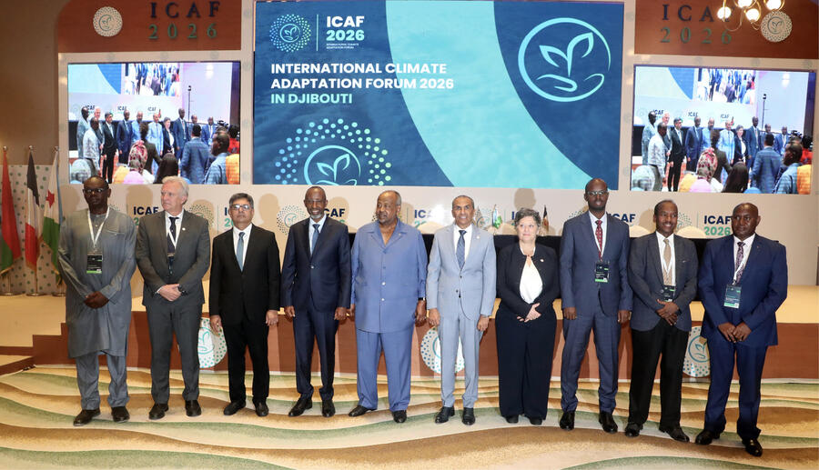 Le Forum international pour l'adaptation climatique (ICAF) s'est tenu du 19 au 21 janvier à Djibouti. Au centre, le président IOG et le ministre de l'Enseignement supérieur et de la Recherche Nabil Mohamed Ahmed. DR
