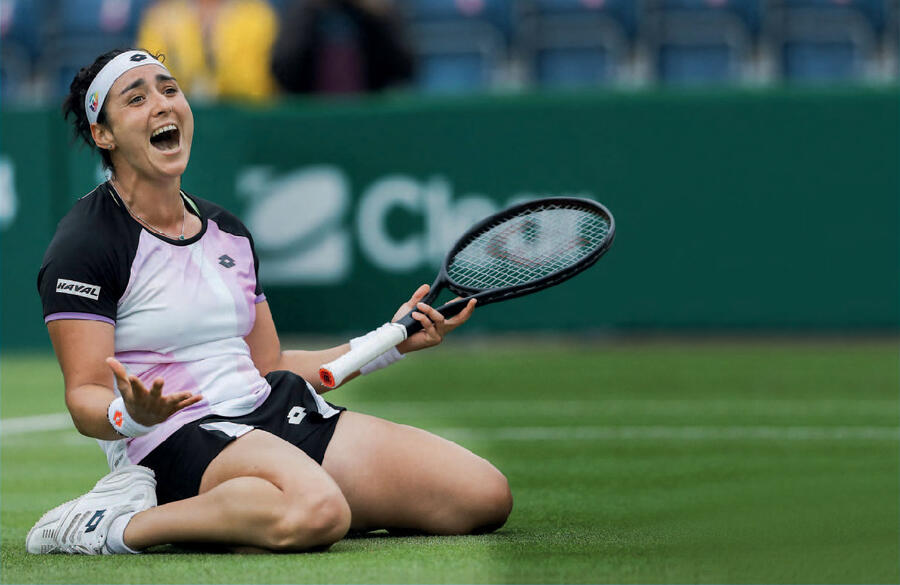 Ons Jabeur après sa victoire face à Daria Kasatkina lors du tournoi de Birmingham, le 20 juin 2021.