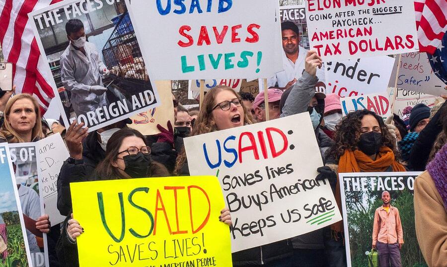 À Washington, le 5 février 2025, rassemblement près du Capitole contre les mesures du nouveau gouvernement. ALAMY