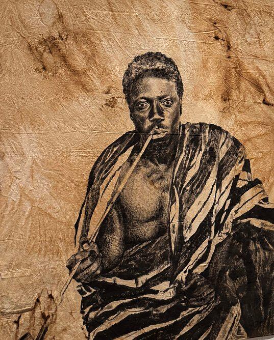 Portrait de Béhanzin, roi d’Abomey, par Roméo Mivekannin. ZYAD LUMAM&nbsp;