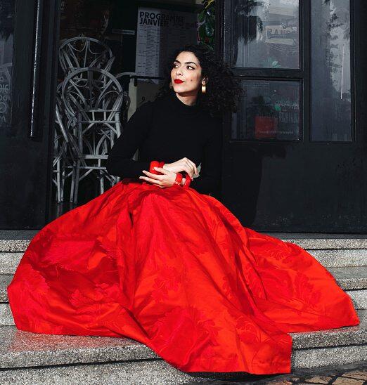 La jupe Lina en soie rouge.DR