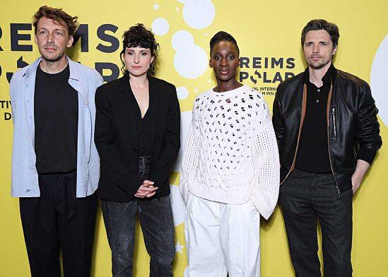 Yuksek (compositeur de la musique de Mata), Rachel Lang, Eye Haïdara et Raphaël Personnaz lors de la 6 e édition du Festival international du film policier Reims Polar, à Reims, le 4 avril 2026. DENIS GUIGNEBOURG/BESTIMAGE