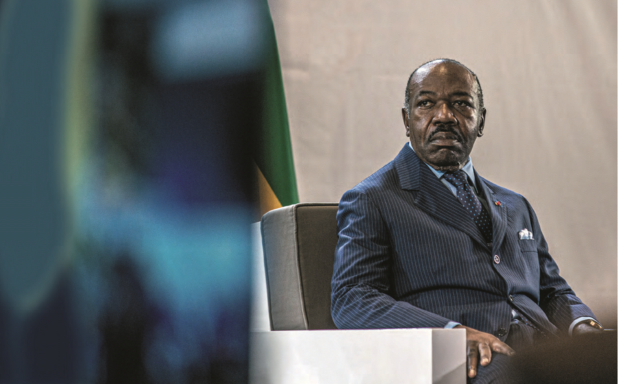 Le chef d’État gabonais lors de la cérémonie d’ouverture de la semaine africaine du climat à Libreville, le 29 juillet 2022. ARLETTE BASHIZI/NYT-REDUX-REA