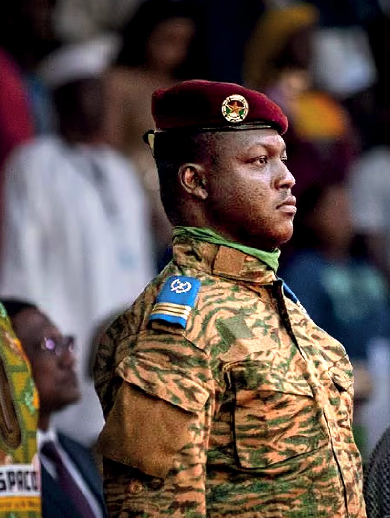 Le capitaine Ibrahim Traoré, président de la transition burkinabè. OLYMPIA DE MAISMONT/AFP 