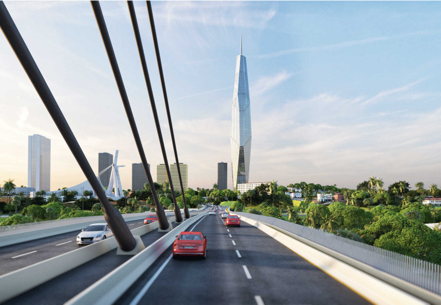 La maquette du projet, avec vue du futur pont de Cocody.DR