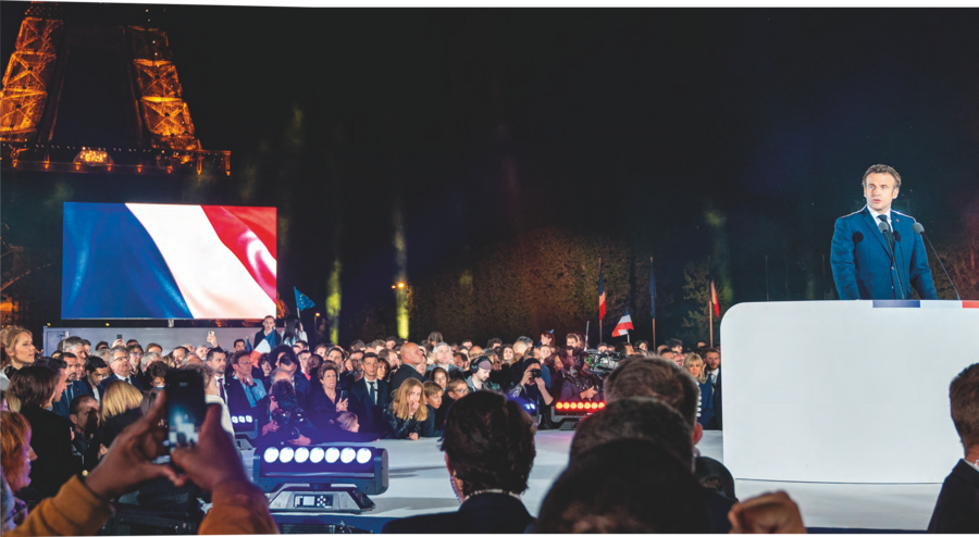 Le président Emmanuel Macron au Champ-de-Mars, à Paris, le soir de sa victoire, le 24 avril dernier. AMMAR ABD RABBO/ABACA