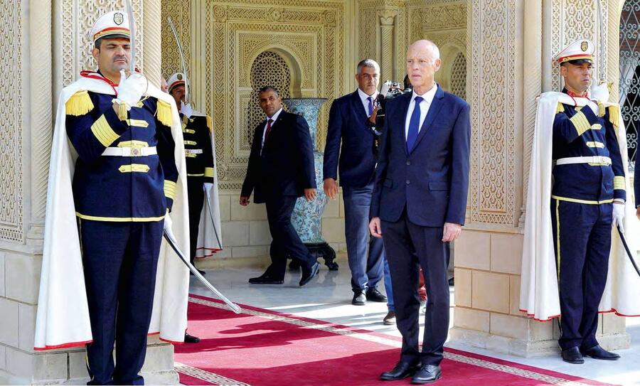 Lors de la cérémonie d’investiture du nouveau président tunisien Kaïs Saïed, le 23 octobre 2019.CHOKRI/ZUMA/REA