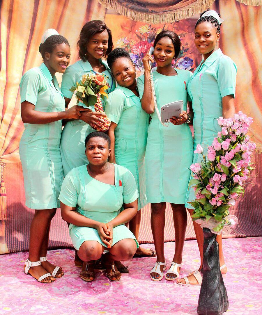 Ruth Ossai, Student nurses Alfrah, Adabesi, Odah, Uzoma, Abor and Aniagolum. Onitsha, Anambra state, Nigeria, 2018.DR