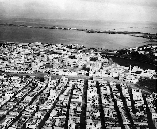 Vue aérienne du quartier européen de la capitale, prise le 26 décembre 1938. AFP